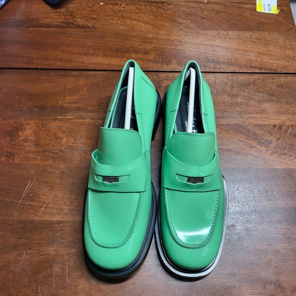 Salvatore Ferragamo Shoes Womens Size 7.5 Green Leather Loafer‎ Slip On Italy
